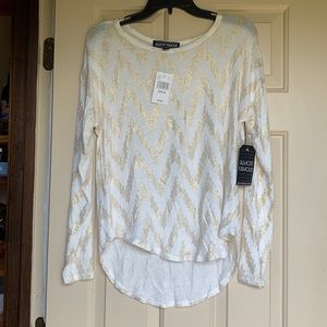 Almost Famous White and Gold Long Sleeve Jr M